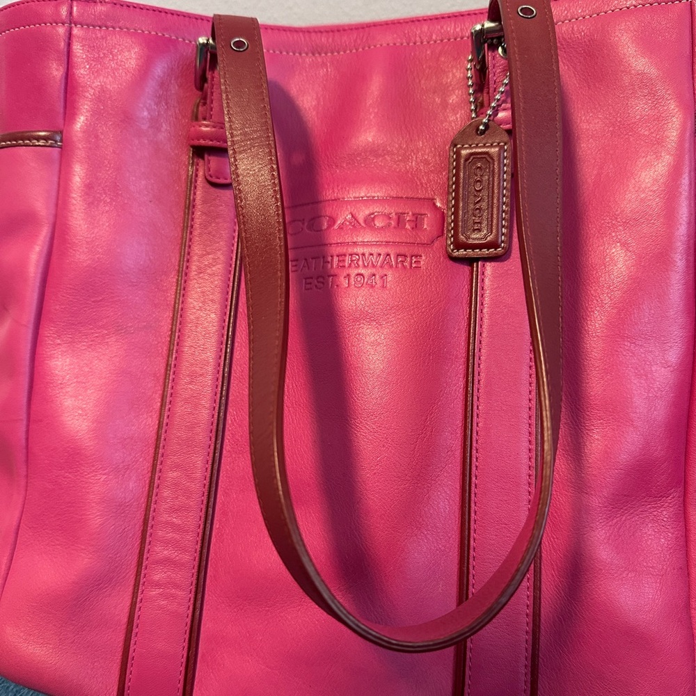 Coach Pink Leather Tote - Picture 11 of 13